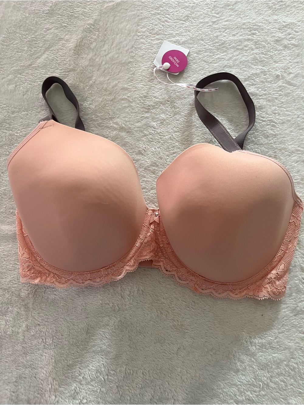 NWT Freya Bra 32G Light Pink Charcoal Grey Lace Sides Underwire T Shirt 32DDDD